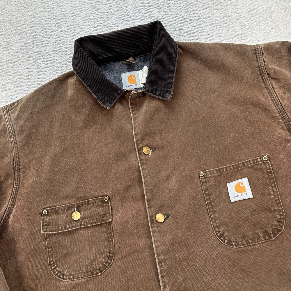 Vintage Carhartt Blanket-Lined Chore Coat Men's XL "Mocha Brown" CB1082 Jacket